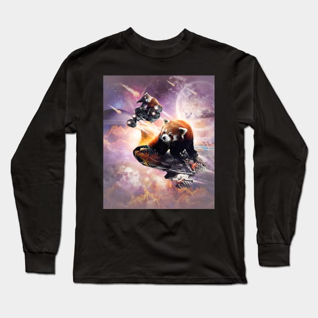 Galaxy Red Panda In Space Long Sleeve T-Shirt by Random Galaxy